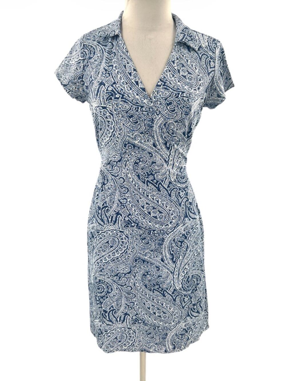 J. McLaughlin‎ Catalina cloth paisley wrap dress blue white sz S